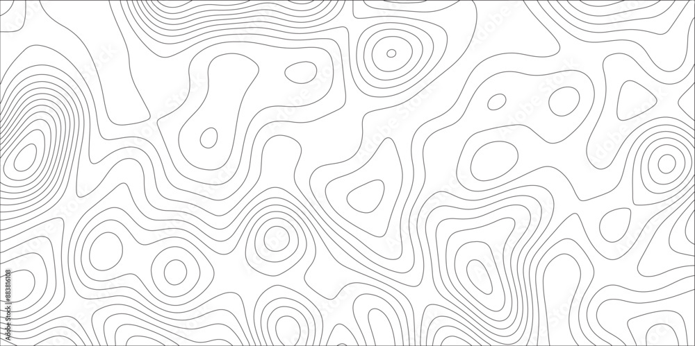 Aufkleber Ocean topographic line map with curvy wave isolines vector illustration. Abstract topographic contours map background, Vector contour topographic map. Cartography texture abstract banner use..	