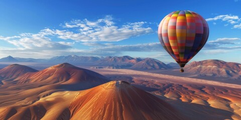 Fototapeta premium Hot Air Balloon Soaring Over the Andes Mountains