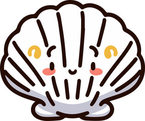 Obraz premium A cute cartoon illustration of a smiling seashell with closed shell.
