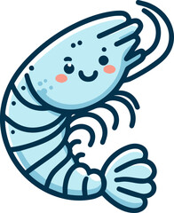 Naklejka premium Cute cartoon illustration of a smiling blue shrimp.