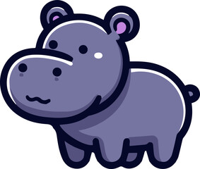 Fototapeta premium A cute cartoon hippopotamus with big eyes and a friendly smile. Perfect for children's books, illustrations, or social media.