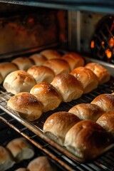 Fresh baked buns in oven