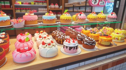 bakery filled with a variety of irresistibly cute pastries  AI generated illustration