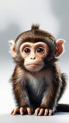 Obraz premium 3D render, 8K High detail of a cute monkey full body, white solid background