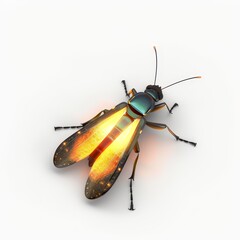 Fototapeta premium 3d Firefly glowing in the dark isolated on the white background