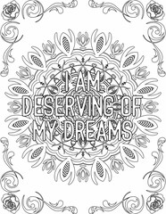 Printable mandala coloring page for kids and adults with affirmation quote for self talk and self care. it helps to succeed and struggle against life to enjoy the tough journey
