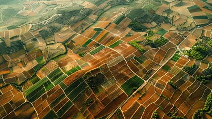 Fototapeta premium A high-resolution satellite image of a sustainable agriculture landscape