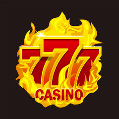 777 logo design elements symbol. Fire casino concept. Hot 777. Casino icon