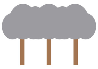 Flat and Minimalist Illustration of Trees, Isolated on White