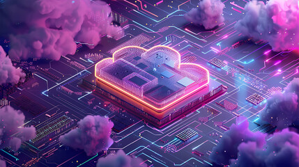  Cloud storage technology copy space. Generative AI