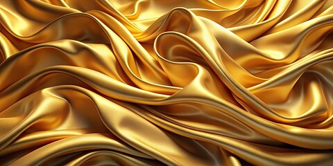 Luxurious satin fabric with golden waves flowing softly, satin, fabric, luxurious, golden, waves, undulating, soft, elegant