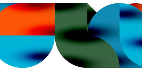 Obraz premium Shadow effect shiny circles and round triangles geometric modern art. Vector Illustration For Wallpaper, Banner, Background, Card, Book Illustration, landing page