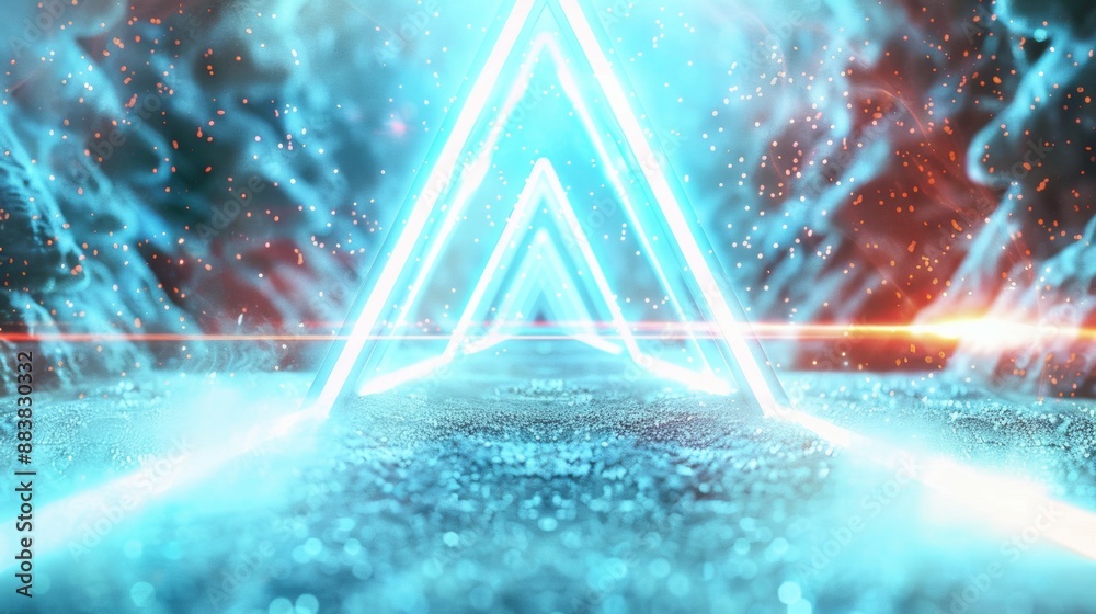 Poster futuristic abstract background with vibrant geometric shapes and digital patterns in modern aestheti