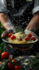 Photo Realistic Image of Clean Food Handling with Certificate and ISO Badge on Whimsical Background, Symbolizing Hygiene and ISO22000 Certification   Stock Photo Concept