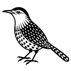 Cactus Wren Icon Silhouette Illustration. Bird Vector Graphic Pictogram Symbol Clip Art. 
