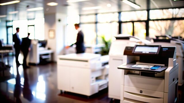 Office Printer Blur - An office printer and copier area, blurred for a soft effect.
