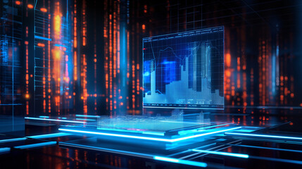 business financial transactions virtual holograms concept