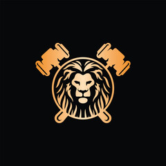 Lion Hammer Auction Luxury Modern Geometric Business Creative Design Template Logo
