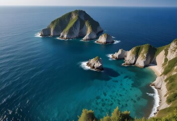 Beautiful beach scenery, high angle view of the sea