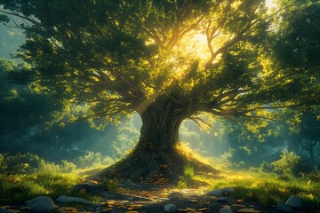 Biblical illustration, the Tree of Life whose fruit was eaten by Adam and Eve