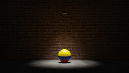 Flag of Colombia on Soccer Ball Under Spotlight