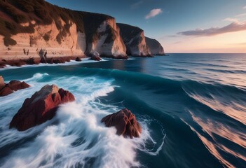 Beautiful beach landscape photo, high angle view of sea