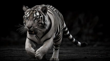 Obraz premium White Tiger running in the water