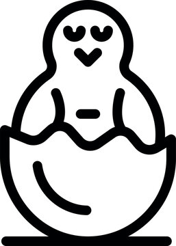 recommend clip art: Simple line icon of a baby bird hatching from its egg, perfect for projects related to nature, wildlife, and new beginnings