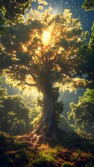 Biblical illustration, the Tree of Life whose fruit was eaten by Adam and Eve