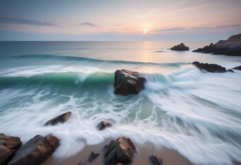 Obraz premium Beautiful beach scenery, high angle view of the sea