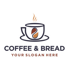 Coffee and bread cafe logo design inspiration Premium