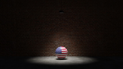 Flag of USA on Soccer Ball Under Spotlight