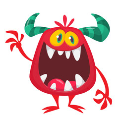 Funny cartoon monster with funny face. Halloween vector illustration. Great for package design or party decoration