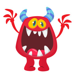 Funny cartoon monster with funny face. Halloween vector illustration. Great for package design or party decoration