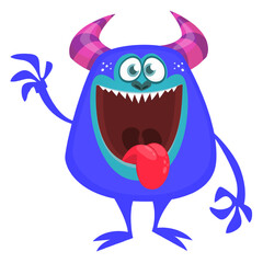Funny cartoon monster with funny face. Halloween vector illustration. Great for package design or party decoration