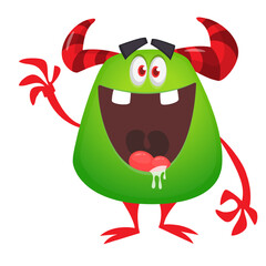Fototapeta premium Funny cartoon monster with funny face. Halloween vector illustration. Great for package design or party decoration