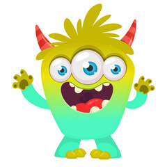 Funny cartoon monster with funny face. Halloween vector illustration. Great for package design or party decoration