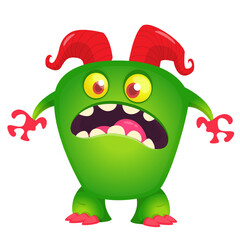Funny cartoon monster with funny face. Halloween vector illustration. Great for package design or party decoration