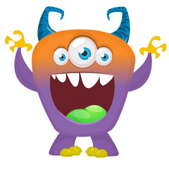 Funny cartoon monster with funny face. Halloween vector illustration. Great for package design or party decoration