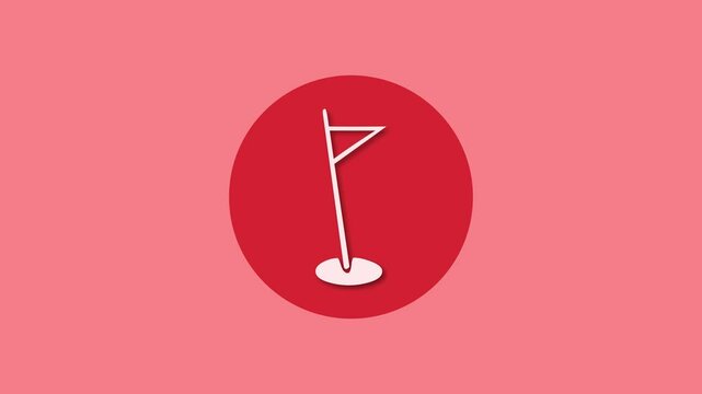 Golf course icon red color simple shape circle animation