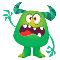 Funny cartoon monster with funny face. Halloween vector illustration. Great for package design or party decoration