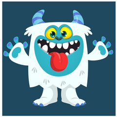 Funny cartoon monster yeti bigfoot with funny face. Halloween vector illustration. Great for package design or party decoration