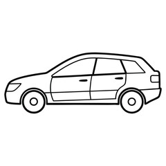 Simple outline drawing of a modern station wagon car in profile view