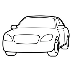 Obraz premium Simple outline drawing of a modern sedan car viewed from the front
