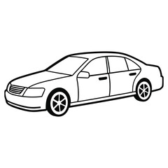 Simple outline drawing of a modern four door sedan car