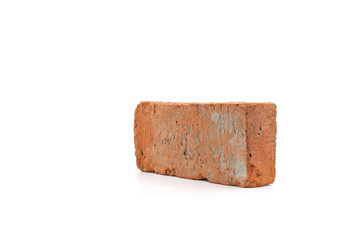 Solid clay bricks used for construction,Old red brick isolated on white background.
