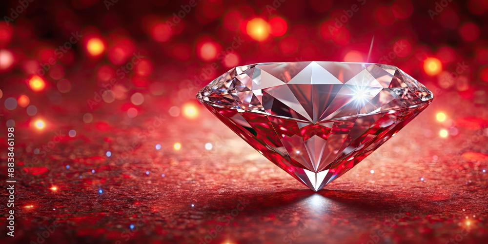 Canvas Prints A dazzling diamond on a vibrant red background, luxury, gemstone, sparkly, precious, jewelry, shiny, expensive