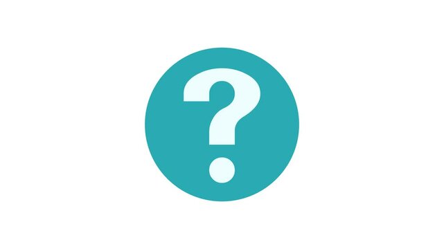 Question mark icon cyan color simple shape circle animation white background