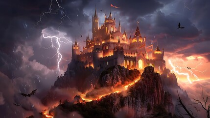 Fototapeta premium Majestic Vampire Castle On A Stormy Mountain Top