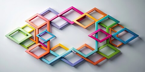 Abstract composition of interlocking squares, abstract, composition, squares, geometric, pattern, design, background